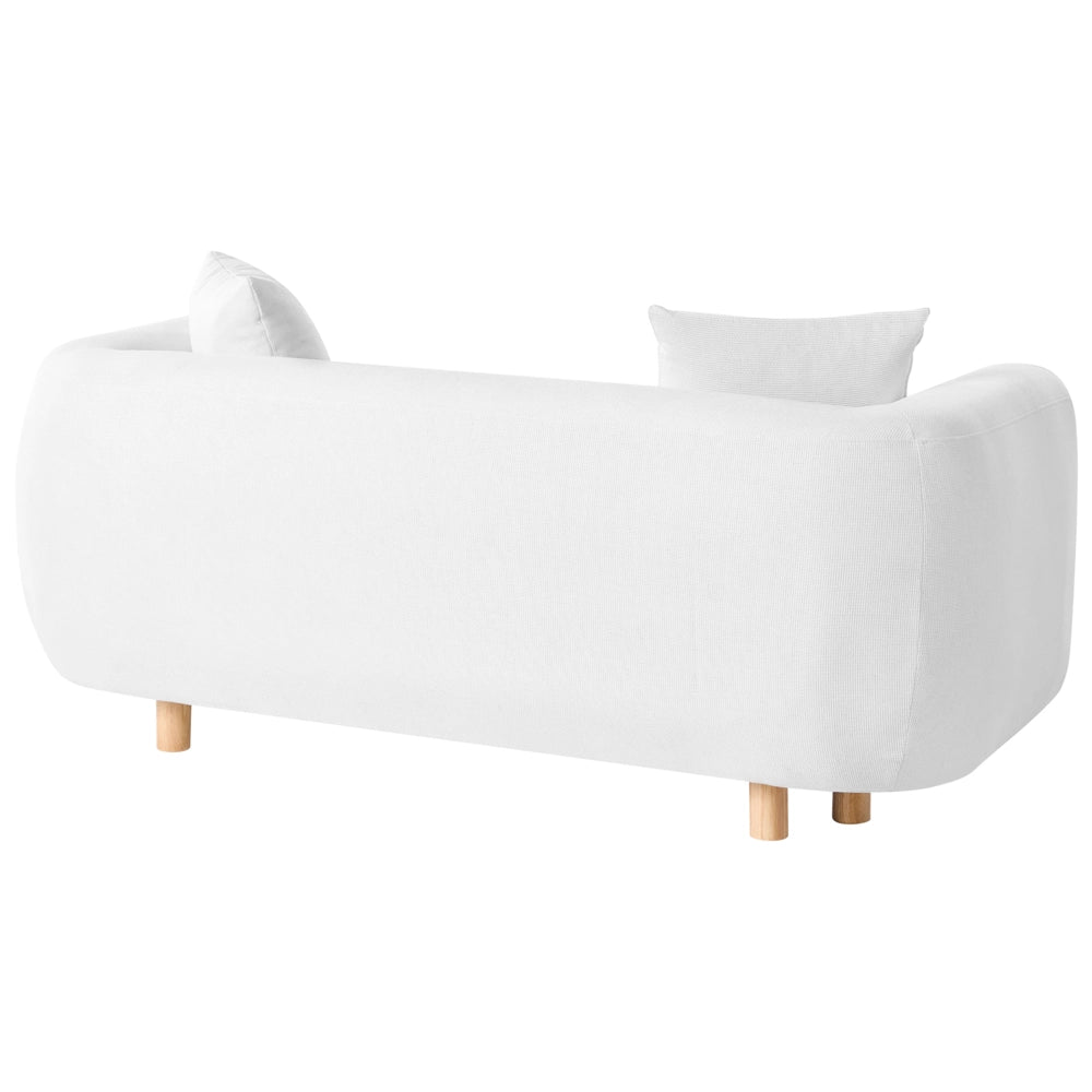 Divano a 2 posti in tessuto Bianco Gambe in legno di gomma Tessuto intrecciato Moderno