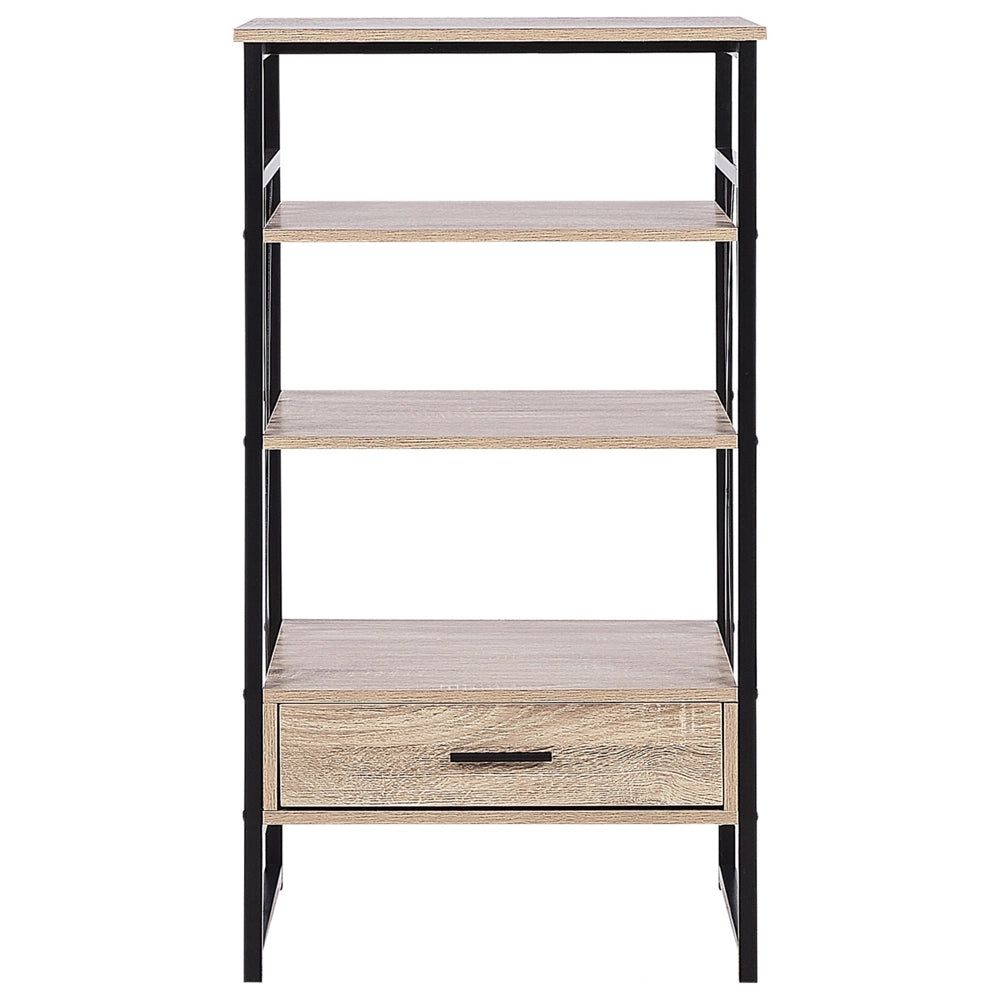 Consolle Mobile TV Legno chiaro e Metallo 3 Ripiani 1 Cassetto Home Office Mobili Stile Moderno