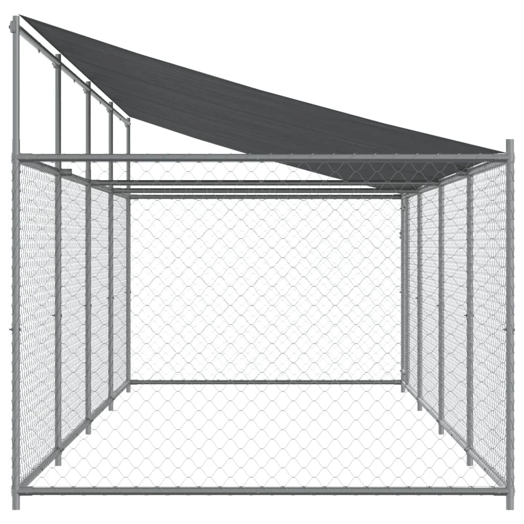 Trasportino per cani con tetto e porta 8 x 2 x 2 m acciaio zincato grigio 02_0041633