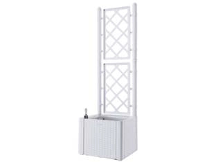 FIORIERA NATURAL DELUXE BIANCA QUADRA CON SPALLIERA  cm.43x43x142h. lt.35    STEFANPLAST