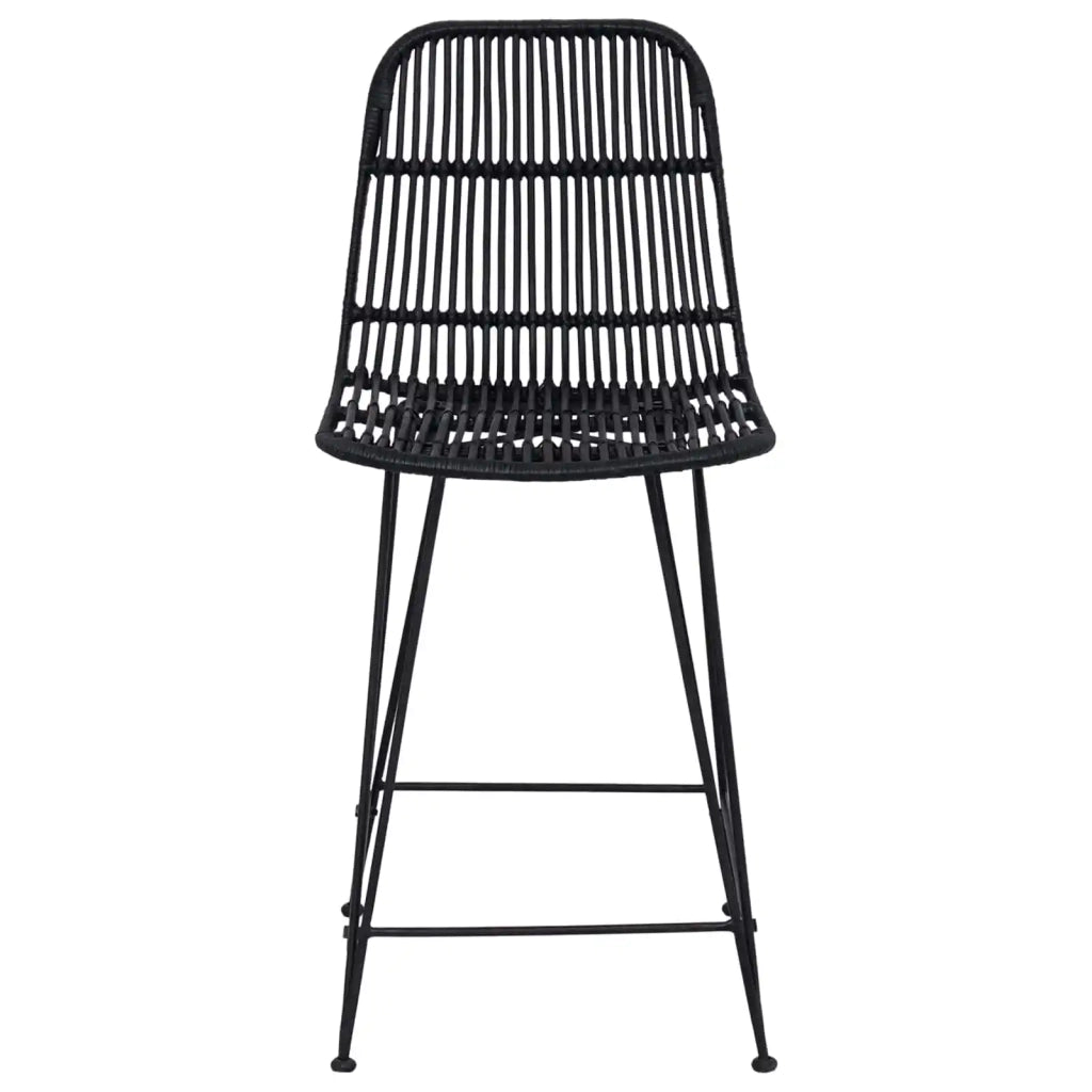 Sgabello da bar 2 pcs Nero 44 x 54 x 96 cm Rattan e acciaio