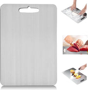 Snijplank schimmelwerend e verdikt 304 roestvrijstale snijplank, snijplank, keuken dubbelzijdige snijplank di roso inox di qualità alimentare (25*15CM) - argento