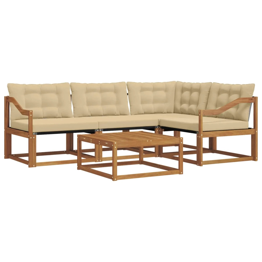 Set di divani da esterno con cuscino 5 pcs Naturale e Beige 3369444
