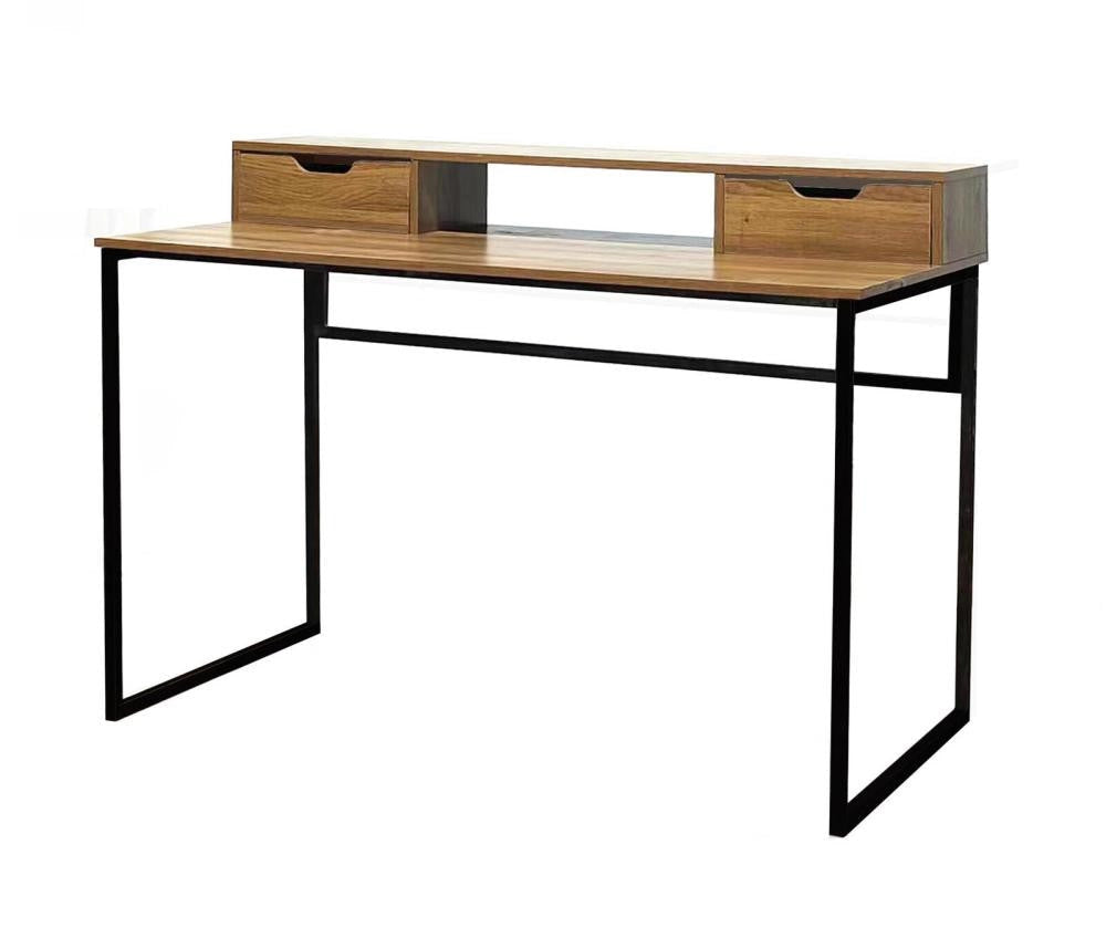 KIT SCRIVANIA SCRITTOIO 120x60x95 CM LEGNO QUERCIA METALLO STILE INDUSTRIAL