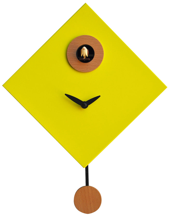 Orologio a Cucù da Parete 25x25x11cm Pirondini Italia Rombino Giallo
