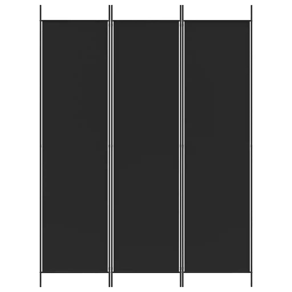Divisorio Ambienti | Divider per stanze | Paravento a 3 Pannelli Nero 150x200 cm in Tessuto