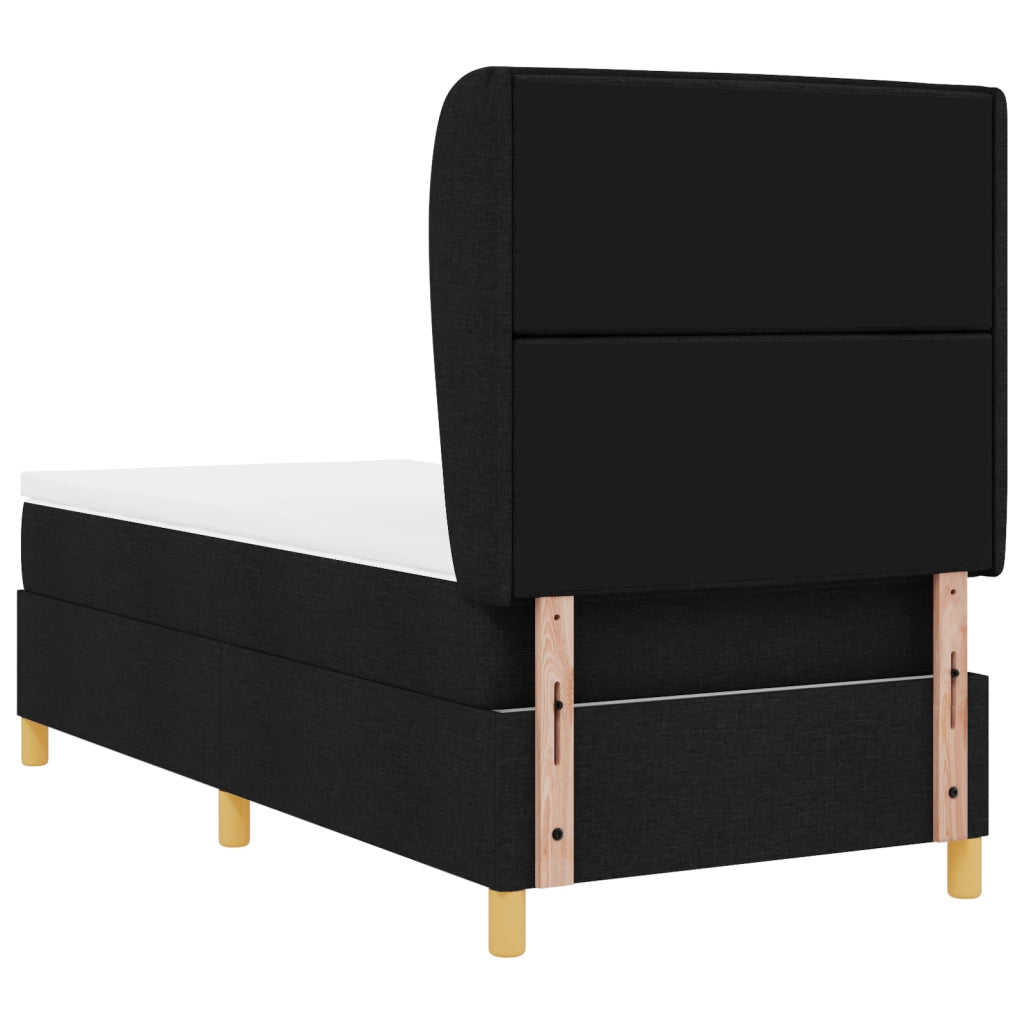 Letto Box Spring con Materasso Nero 90x190 cm Tessuto