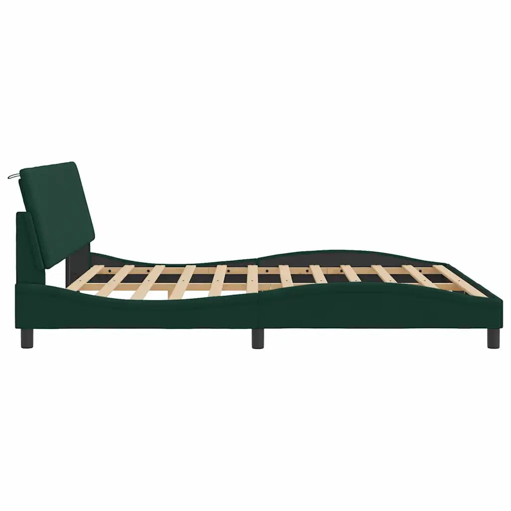 Giroletto con Luci LED Verde Scuro 180x200 cm in Velluto