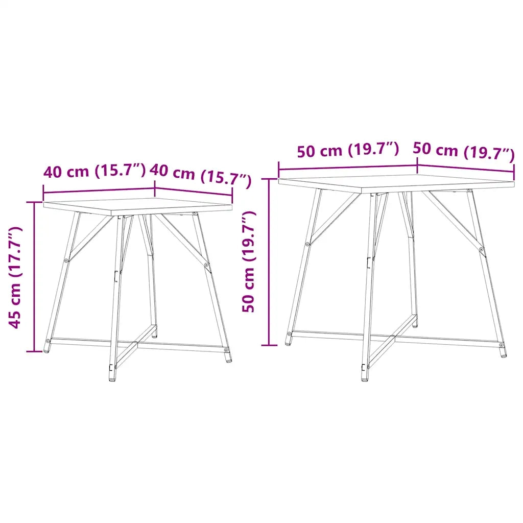 Set tavolini 2 pcs Rovere Sonoma e Nero 869727