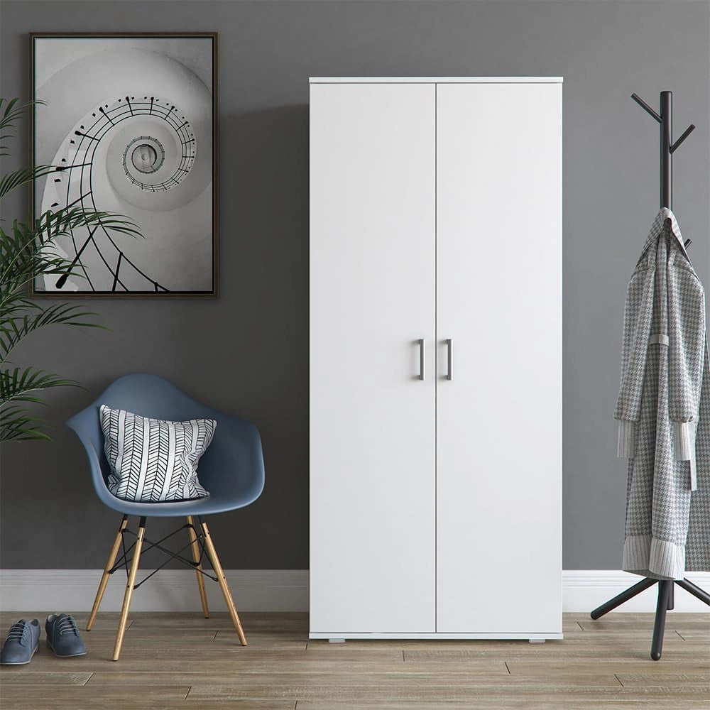 Mobile porta scarpe Torge, Bianco, 80 x 178 cm, per la conservazione e l’organizzazione delle scarpe nell’ingresso