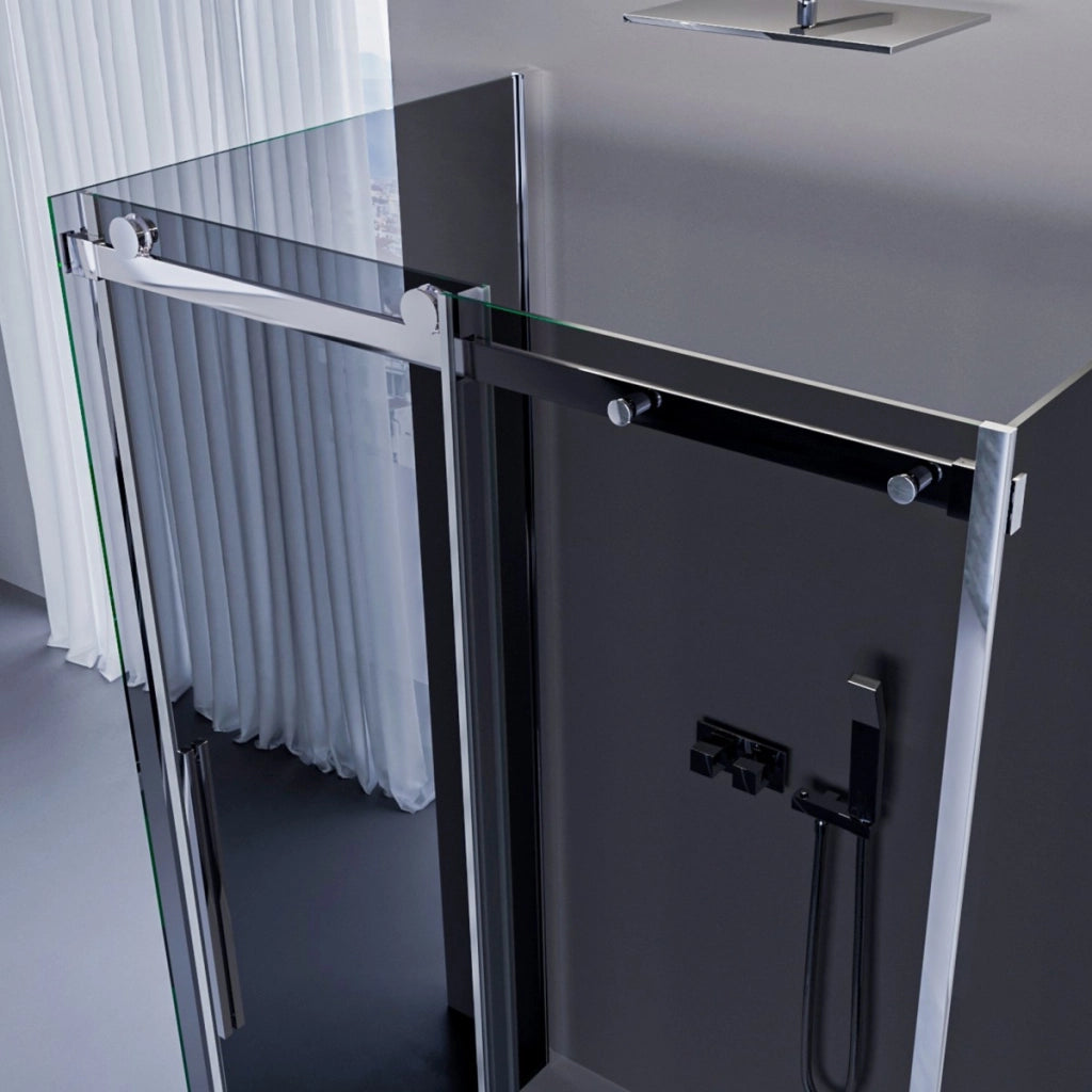 Box doccia 3 lati fume porta scorrevole h195 8mm euclide, misura 80x110x80