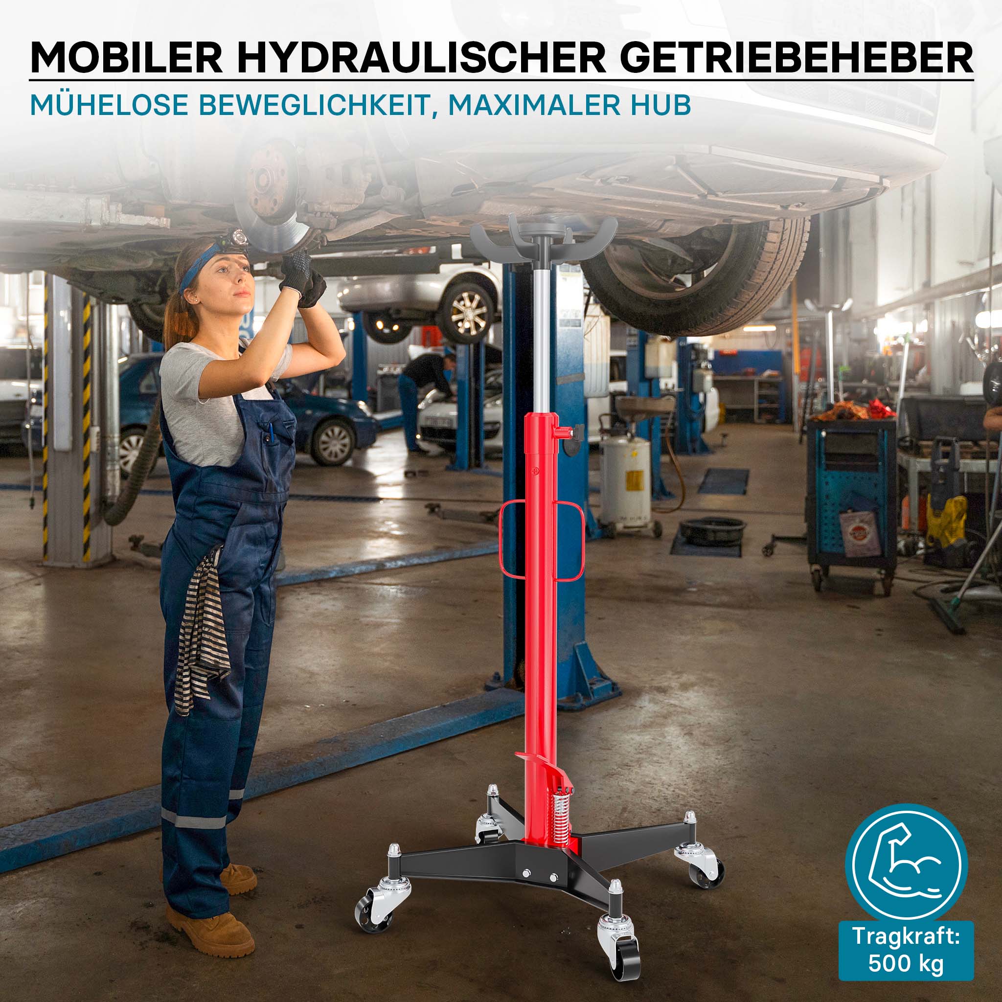 Sollevatore da fossa idraulico carichi fino a 500kg sollevamento da 110 a 190cm