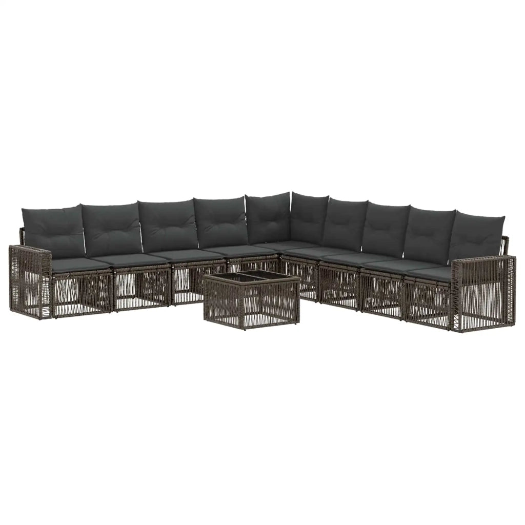 Set Divano da Giardino 10 pcs Grigio e Grigio Scuro polyrattan