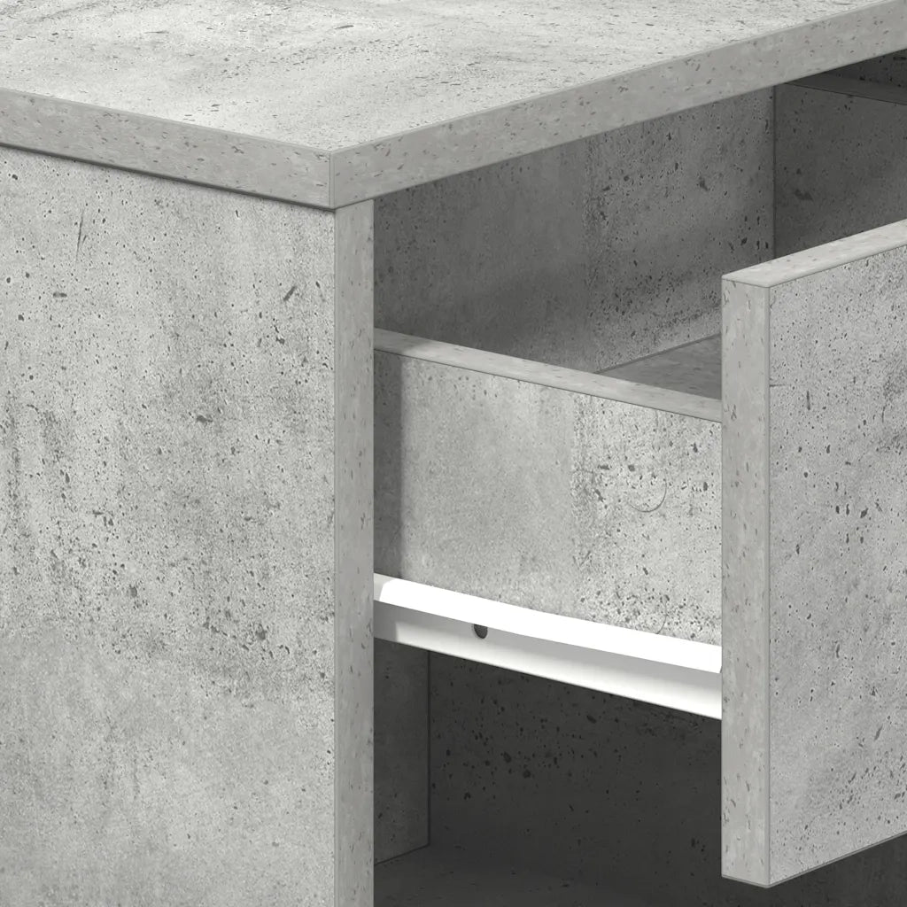 Comodino | Armadio da Notte | Mobiletto da notte con Cassetto Grigio Cemento 39x28x41 cm
