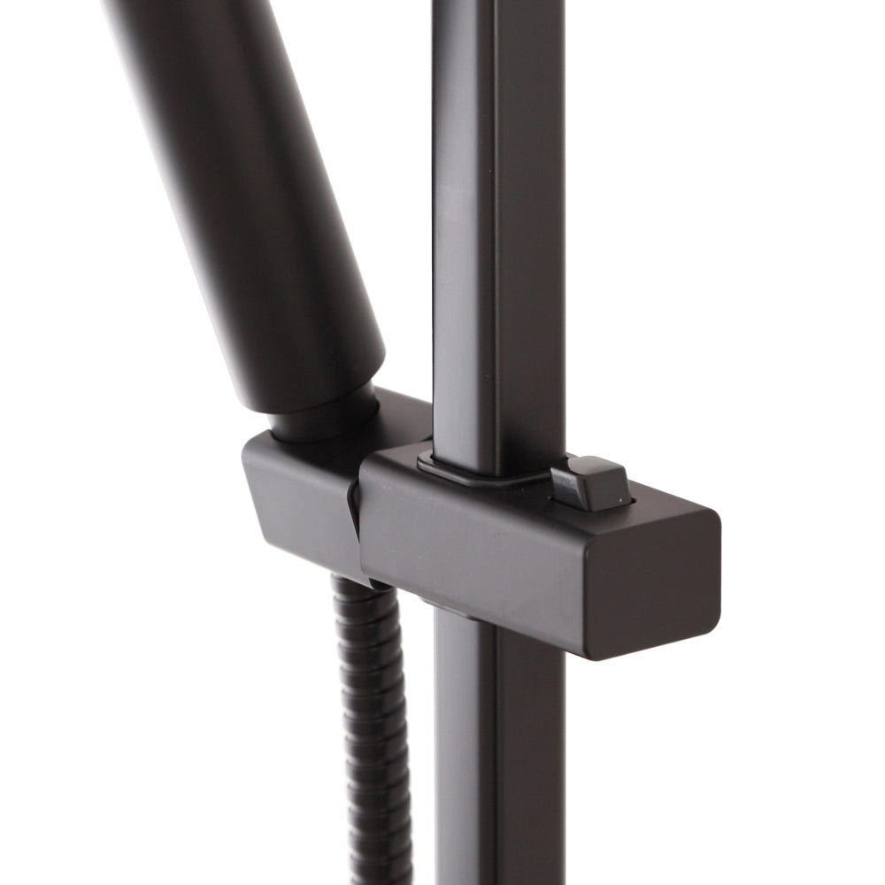 Saliscendi doccia quadrato 70 cm regolabile con doccetta slim in ABS nero opaco Hidra