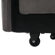 Poltrona Letto 1 Posto 3 In 1 con Portabicchieri e Supporto Telefono; Reclinabile ed Estraibile; in Velluto Grigio
