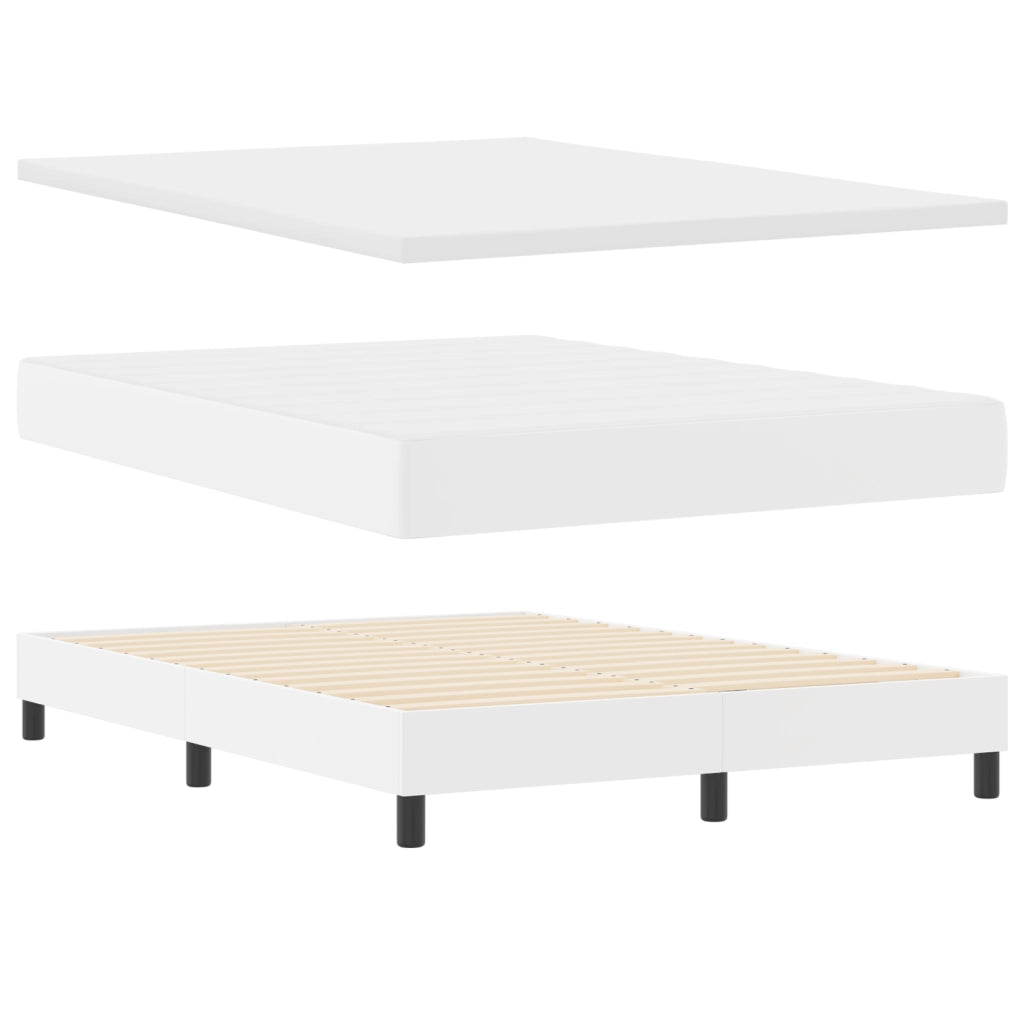 Letto a molle con materasso bianco 160x200 cm in finta pelle