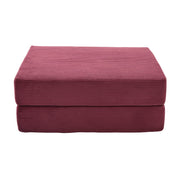 Poggiapiedi pieghevole con funzione letto; design modulare; in velluto a coste - rosso vino