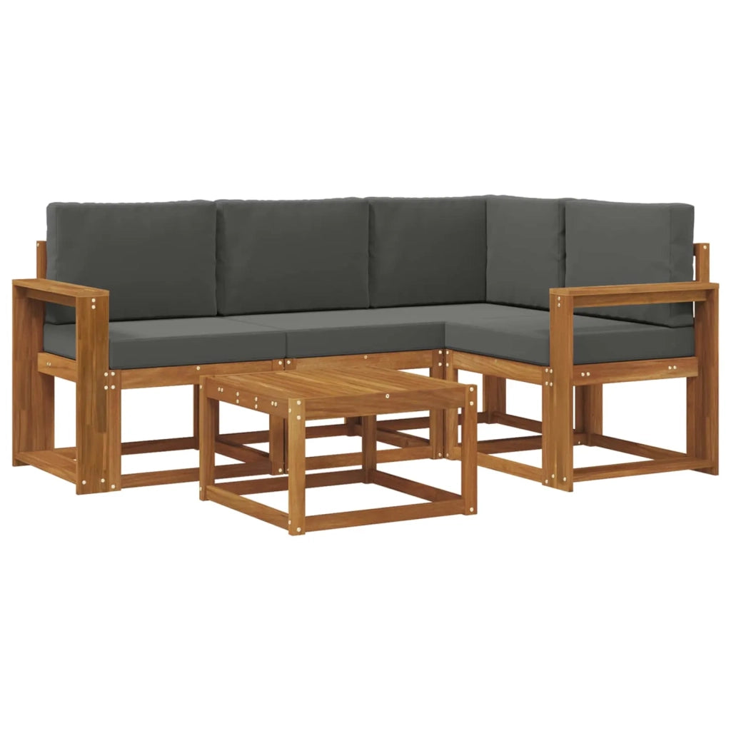 Set di divani da esterno con cuscino 5 pcs Naturale e Antracite