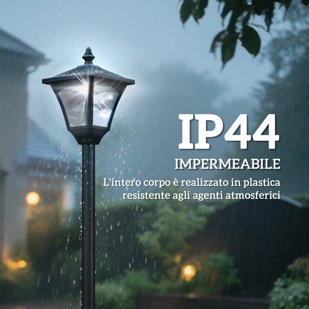 EasyComfort Lampada da Giardino a LED a Energia Solare Impermeabile IP44, 15x15x177 cm, Nero