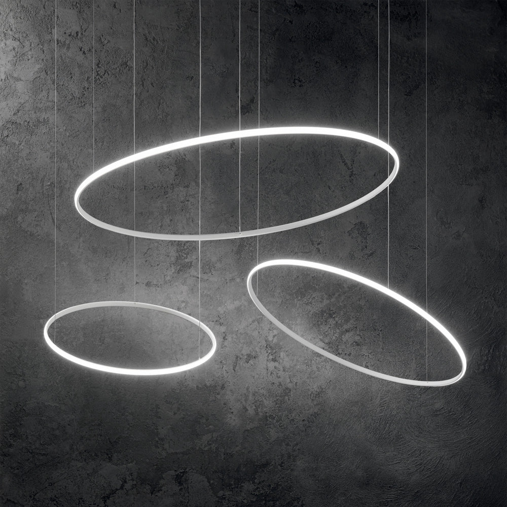 Sospensione Moderna Hulahoop Alluminio-Plastiche Bianco 1 Luce 31W 3000K D61Cm