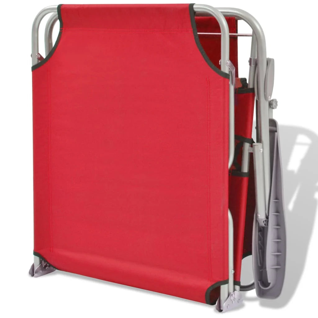 Lettino prendisole sedia a sdraio lettino prendisole letto da giardino mobili da esterno per patio 189 cm con tettuccio in acciaio rosso 02_0012269
