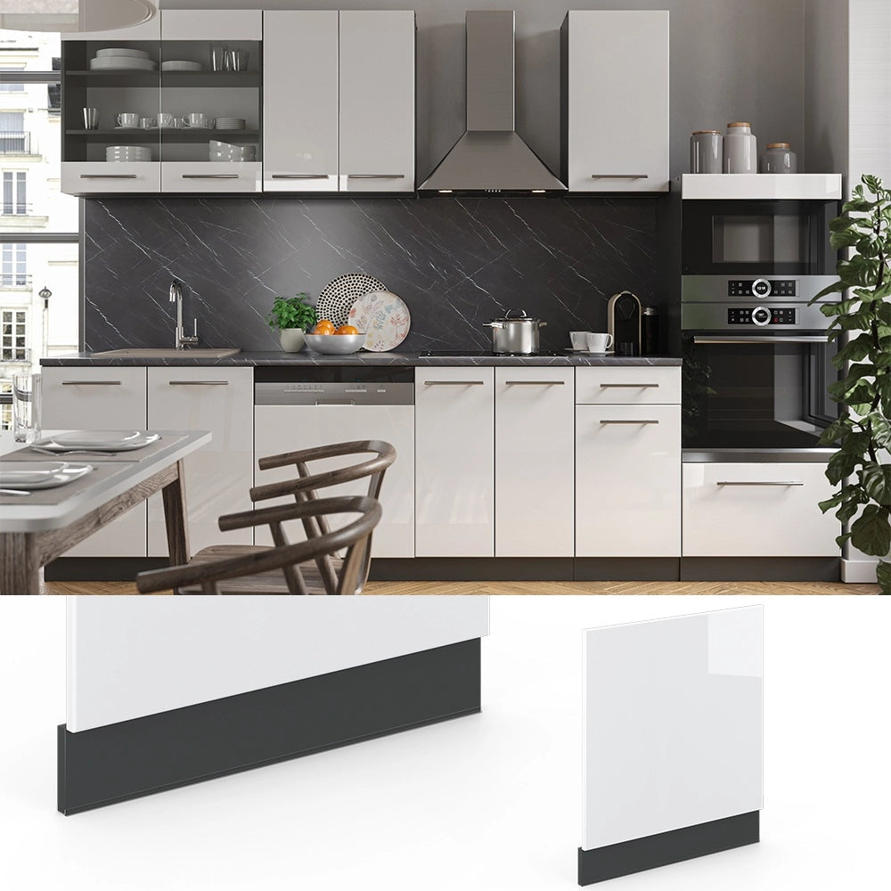 Pannello frontale Fame-Line Bianco lucido/Antracite 60 cm, PL Marmo Vicco