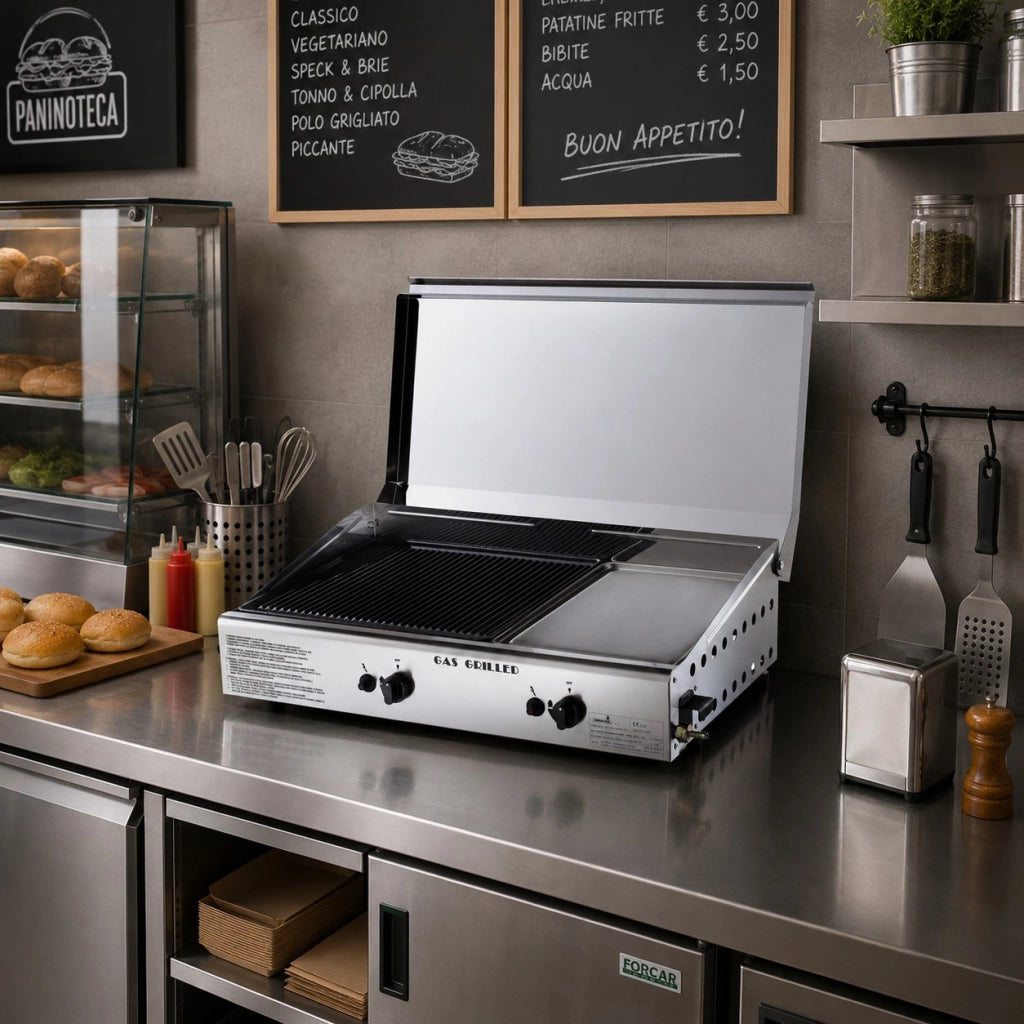 Plancha double Piastra 2 in 1 GHISA + ACCIAIO GPL E METANO 4070/Cover/M
