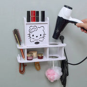 Trade Shop - Mobiletto A Parete Organizer Bagno Decoro Hello Kitty Con Scomparti Supporto Asciugacapelli -