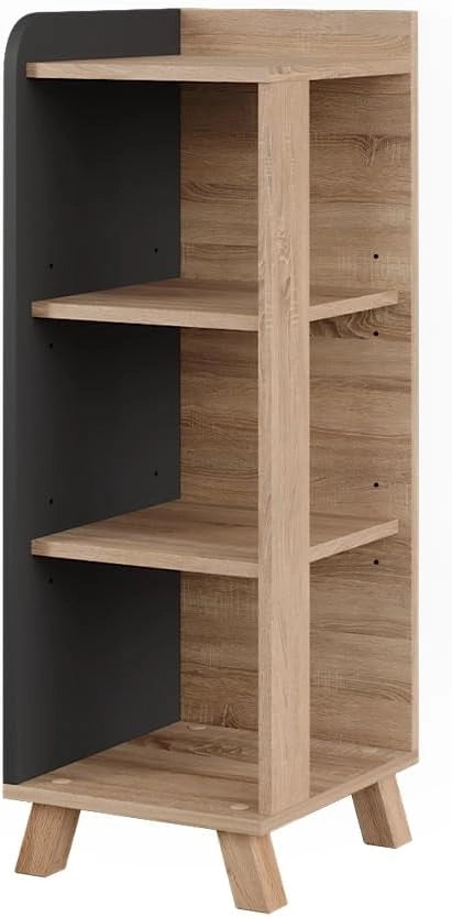 Mobiletto midi Karen, Antracite/bianco, 30 x 90 cm con 4 ripiani, adatto per la conservazione di articoli da bagno e asciugamani