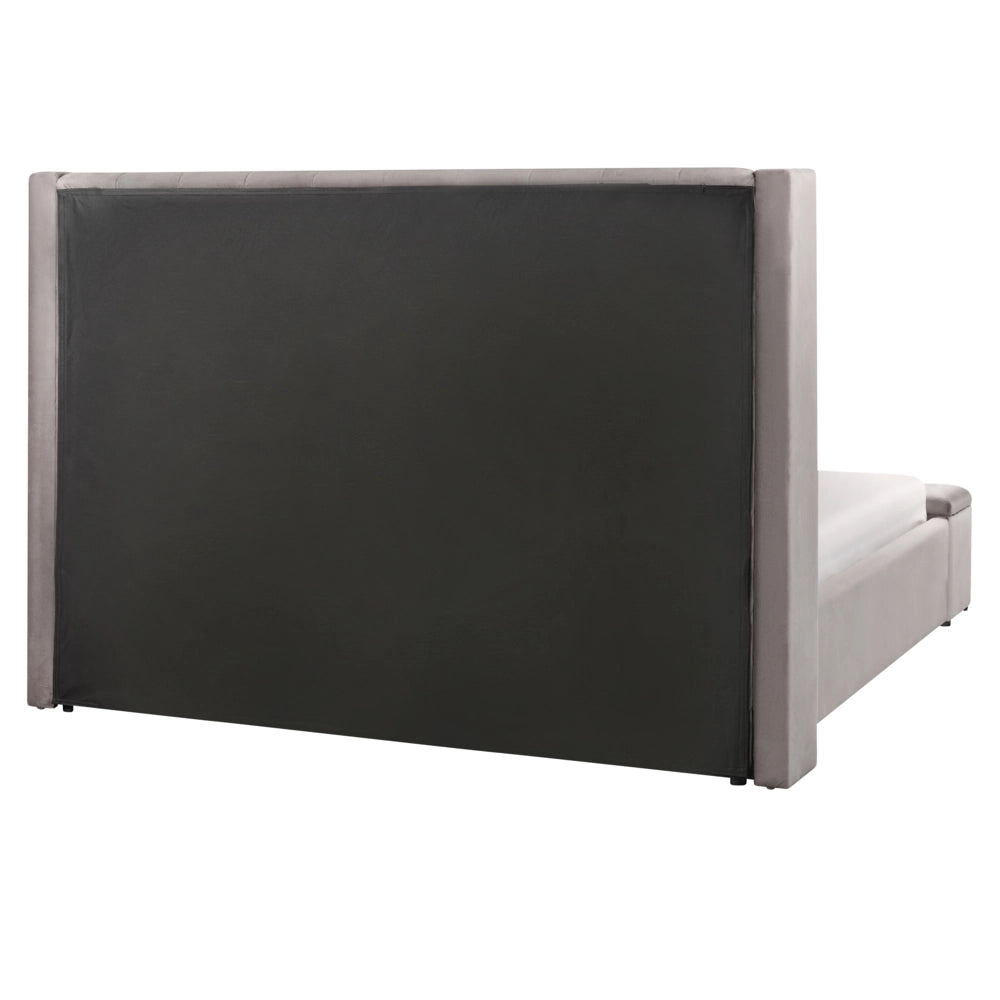 Letto velluto di colore grigio rete a doghe e cassapanca 160 x 200 cm stile moderno glam