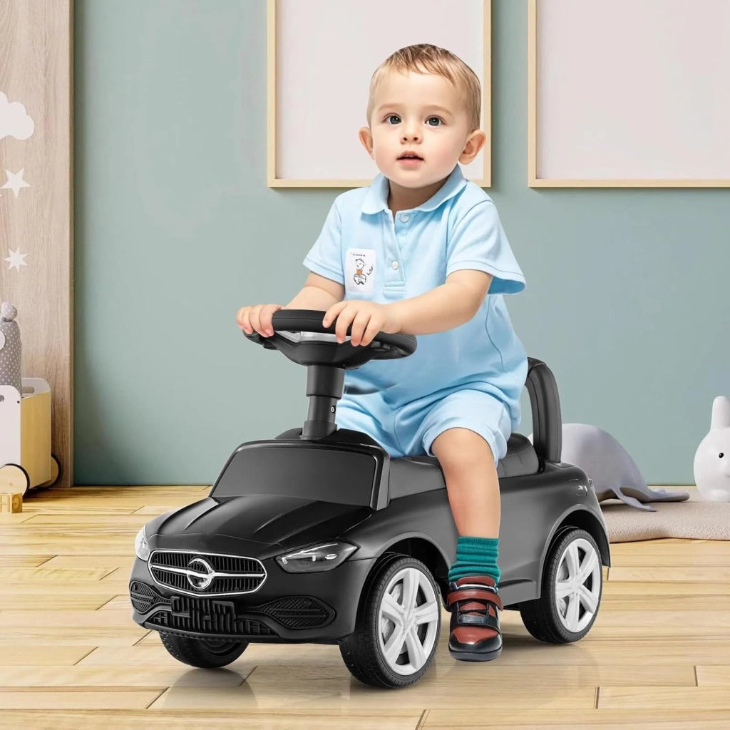 Macchina Cavalcabile per Bambini, Guida Realistica con Volante, Clacson, Suono del Motore, Spazio di Archiviazione Nascosto, Capacità 25 KG, per Bambine e Bambini 1-3 Anni (Nero)