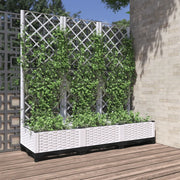 Fioriera da giardino con traliccio-Vaso da Esterno-Vaso con Griglia bianca 120x40x121,5 cm PP