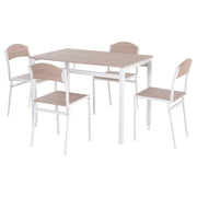 EasyComfort Set da Pranzo da 5 Pezzi con 1 Tavolo Rettangolare e 4 Sedie, in Metallo e MDF, Grigio e Bianco