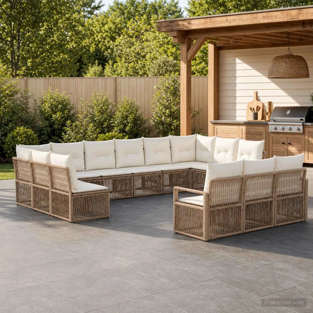 Set Divano da Giardino 13 pz Beige polyrattan 3435864