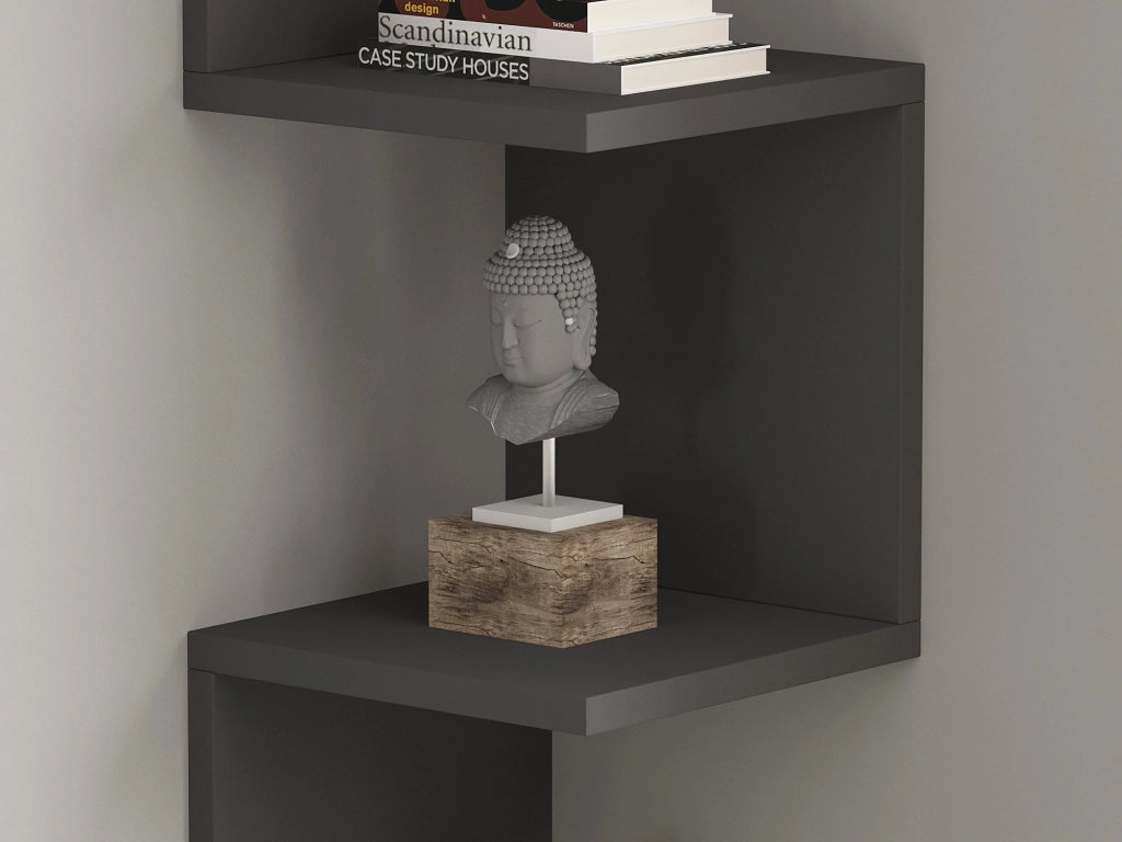 Mensola da parete in legno "Zikzak" 105,4 x 25 x 25 cm - Antracite