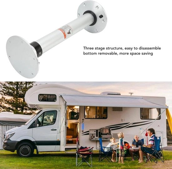 Piede Tavolo in Lega di Alluminio - Altezza Regolabile 360 Gradi Rotante - Braccio Ripiegabile - Caravan Barche Nautica.