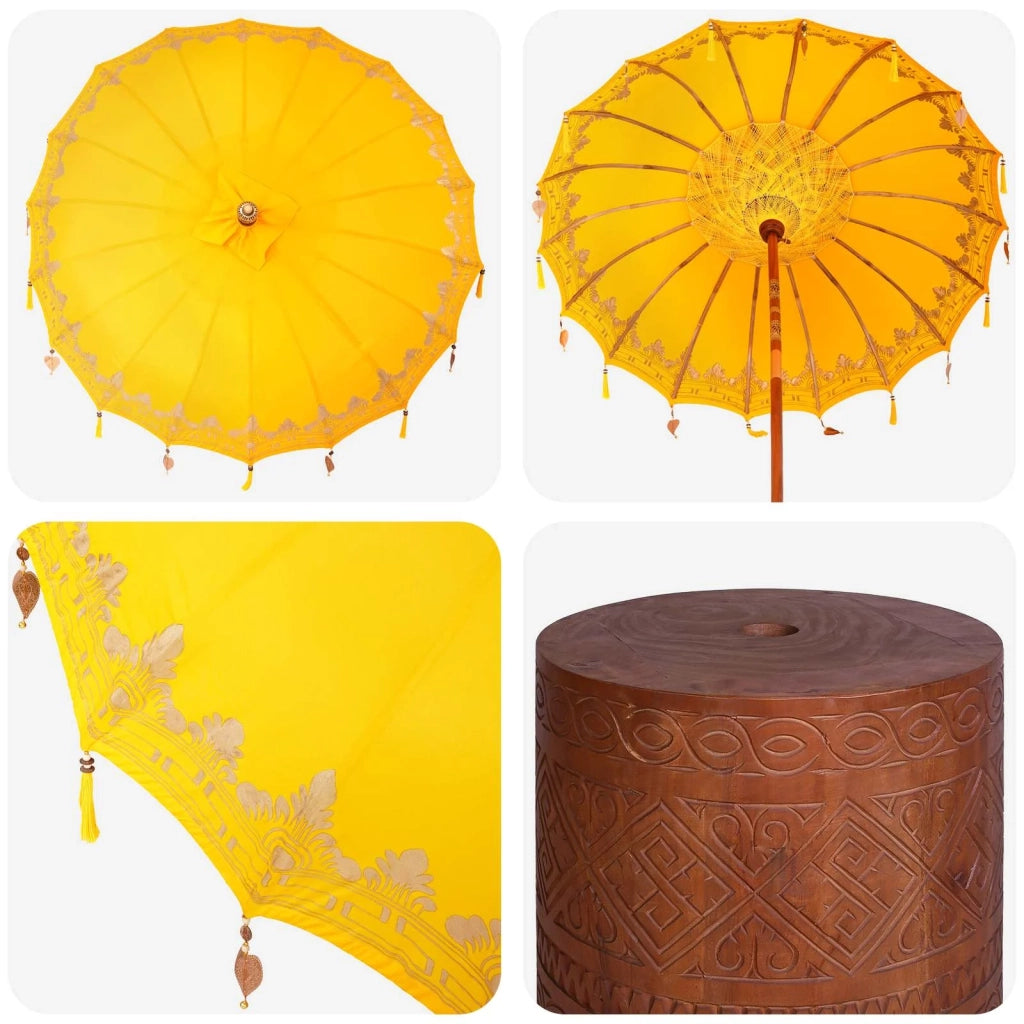 Ombrello balinese con base Giallo e marrone 190 x 190 x 295 cm 3433026