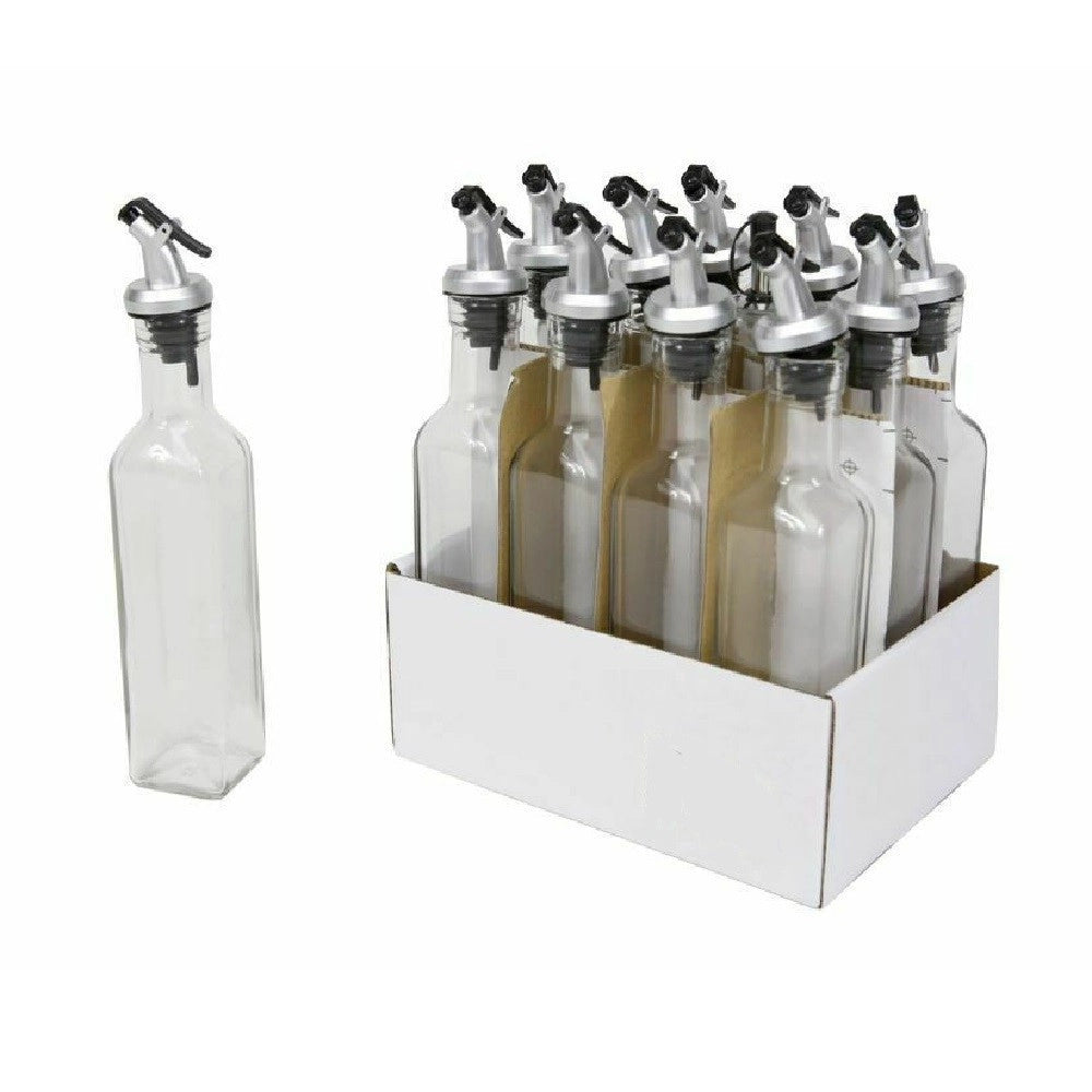 Trade Shop - Set 12 Pezzi Bottiglie Aceto Olio Acetiera Oliera In Vetro 250 Ml Cucina 194788 -