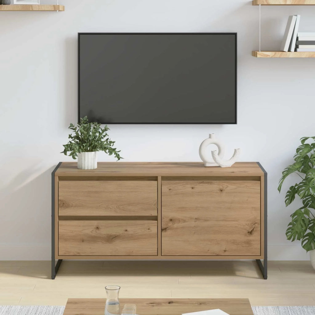 Mobile TV con cassetto-Credenza TV-Console TV Rovere Artigianale 100 x 36 x 49.5 cm