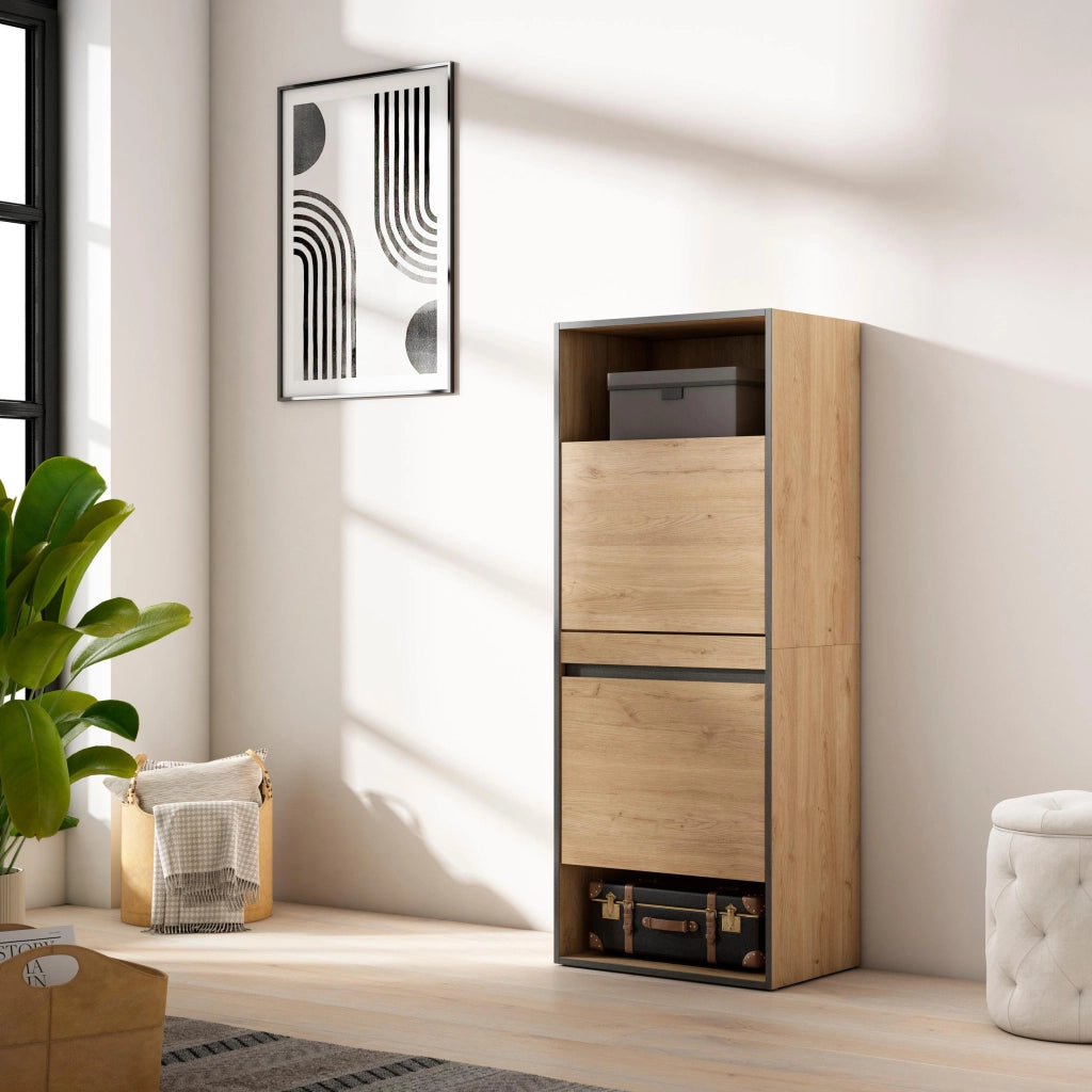 Scarpiera, 60x35x145cm, Camera da letto, Armadio, colore Rovere RF3534