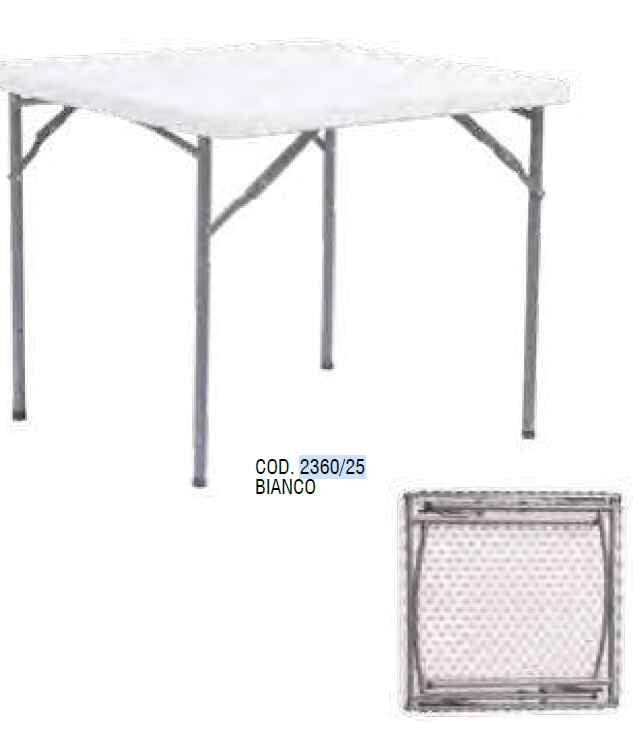 TAVOLO PIEGHEV. QUADRATO BIANCO IN PLASTICA HDPE 86x86x74 - BIACCHI E.
