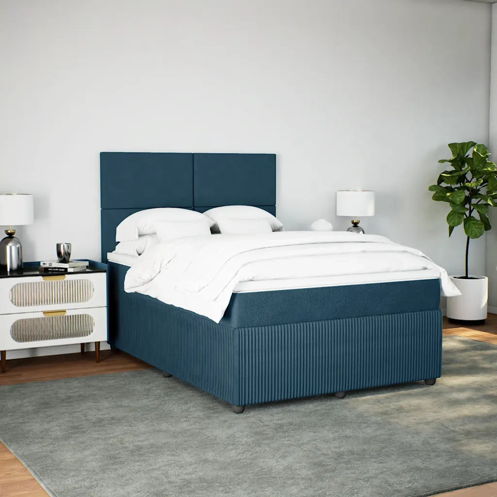 Giroletto a Molle con Materasso Blu 140x190 cm in Velluto