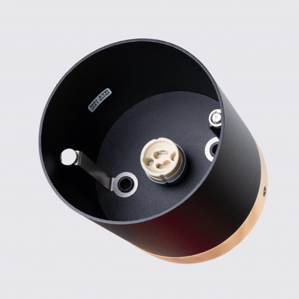 Spot soffitto BARREN nero/legno Ø12 GU10 Pure Lume