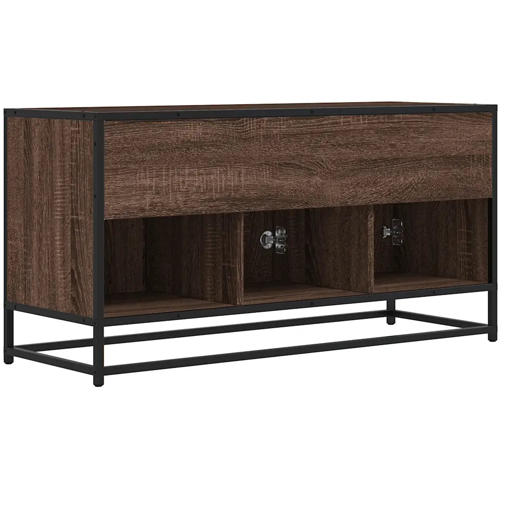 Mobile TV-Credenza per TV-Console TV Rovere Marrone 100x35x50 cm Legno Multistrato Metallo