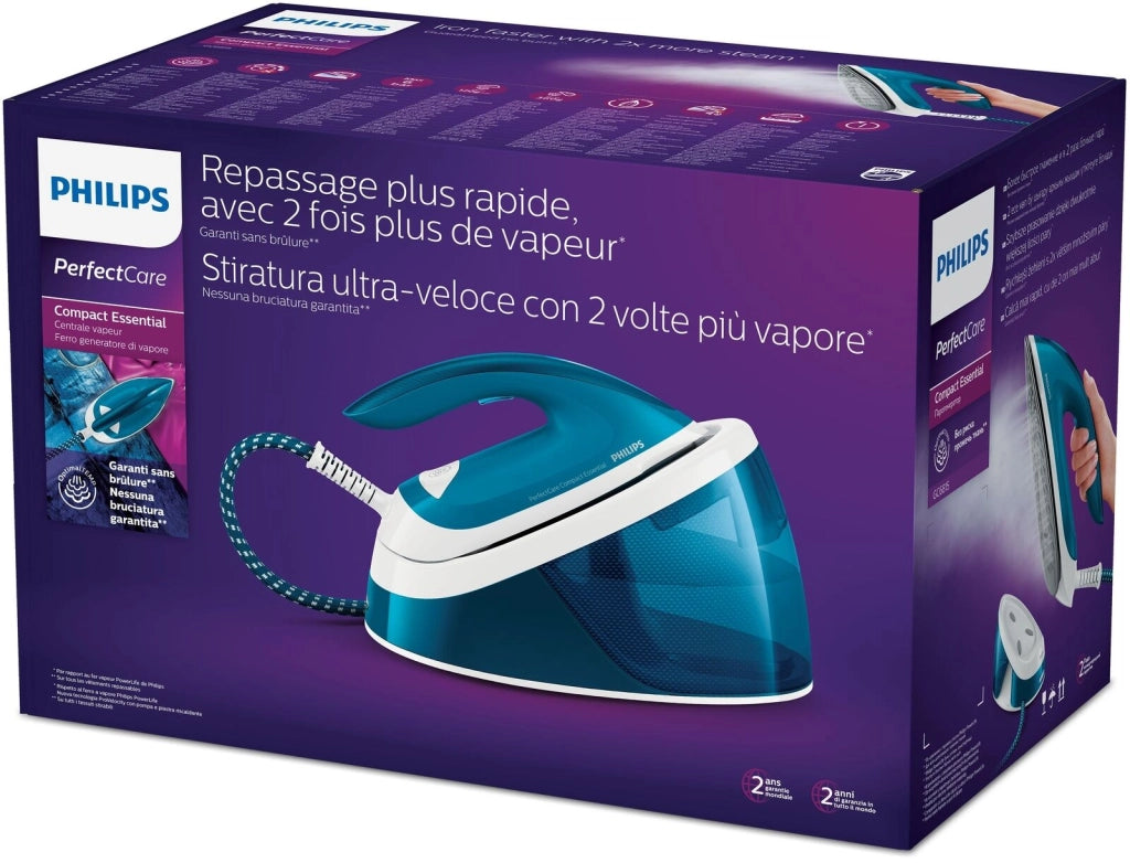 Philips GC6815-20 PerfectCare Compact Essential Ferro da Stiro con Caldaia 2400 W 6 bar 360 g-min serbatoio 1,3 L colore Bianco Blu