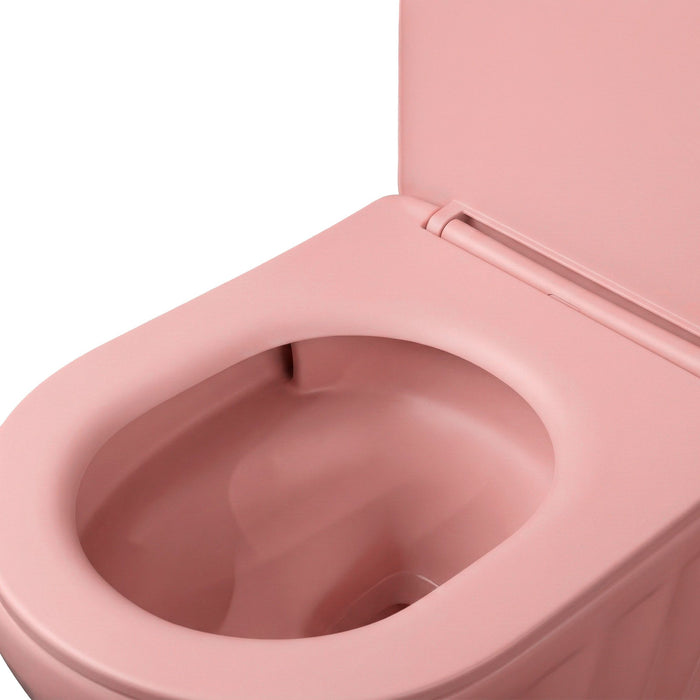 Set: Wc Sospeso + Lavabo Da Appoggio Rea Duo Sweet Pink Matt