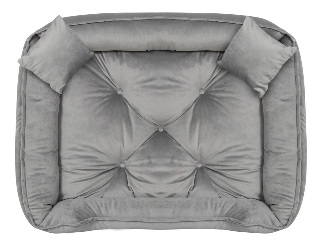 AIO FACTORY Cuccia per cani 100x75 cm in velluto grigio con cuscino impermeabile