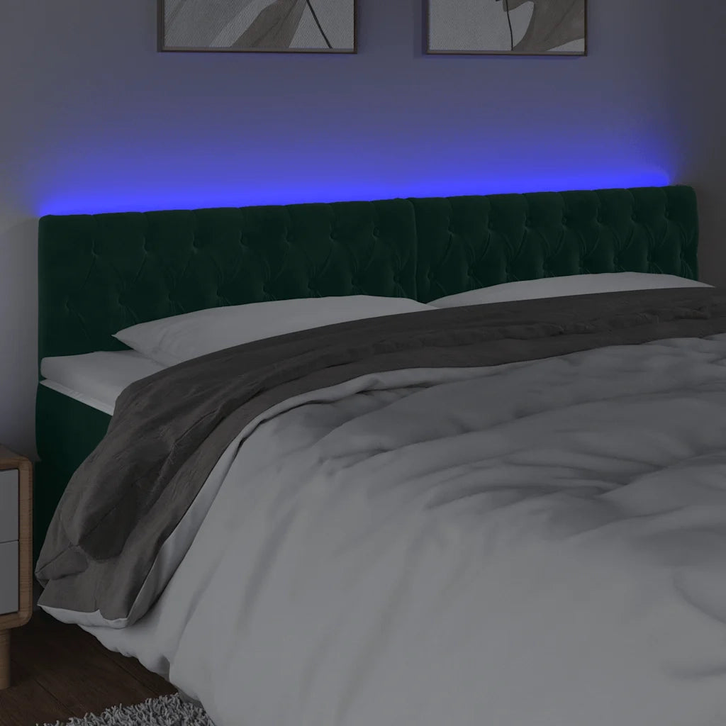 Testiera | Testata a LED Verde Scuro 180x7x78/88 cm in Velluto