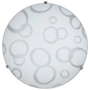 PLAFONIERA DARIA 1XE27 GANCI CROMO VETRO LASTRA BIANCO DECORATO CERCHI DARIA Ø30-P.10 CM